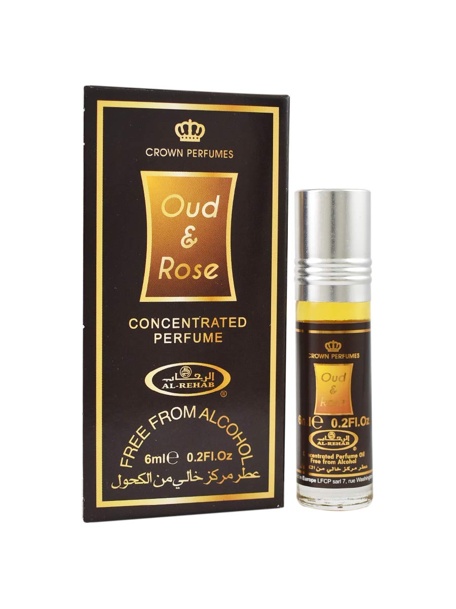 Al Rehab Oud & Rose Perfume Oil 6ml – Pack of 6 (Half Dozen)