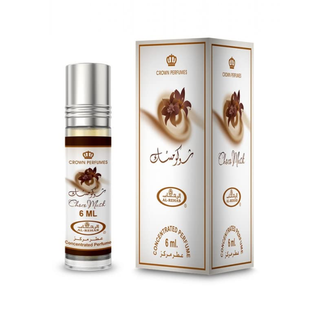 Al Rehab Choco Musk Perfume Oil 6ml – Pack of 6 (Half Dozen)